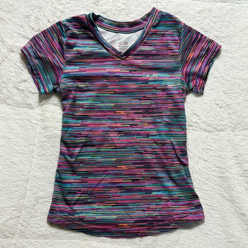 Champion Multicolor Striped V-Neck Tee